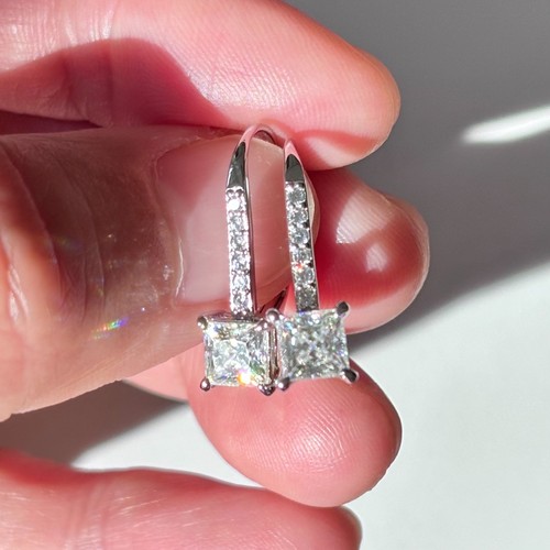 Princess cut moissanite - moissanite, drop