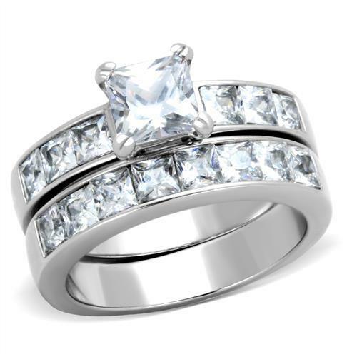 Princess cut ring set - , silver