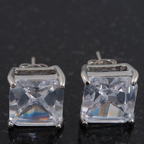 Princess cut clear - cz, stud