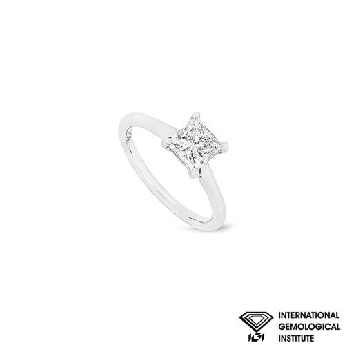 White gold princess cut lab - gold,