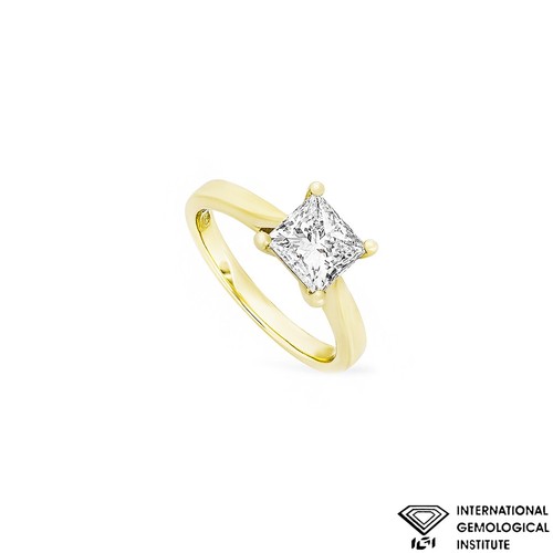Yellow gold princess cut lab - gold,